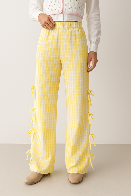 Casual Checkered Cotton Trousers