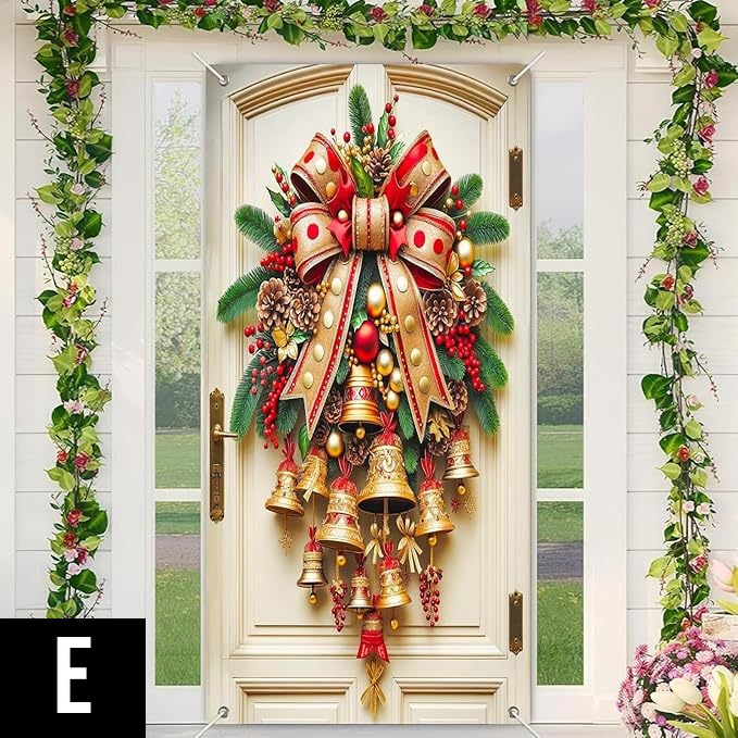 Couronne de porte de Noël avec nœud et clochettes – une décoration festive impressionnante