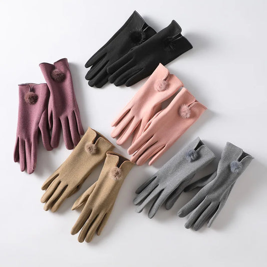 Luxe Touch Pom-Pom Gloves