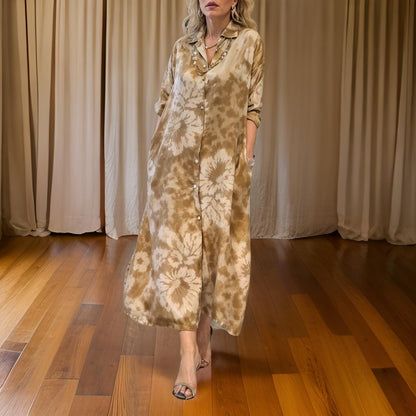 Elara - Vintage Style Shirt Dress with Turn-Down Collar and Buttons
