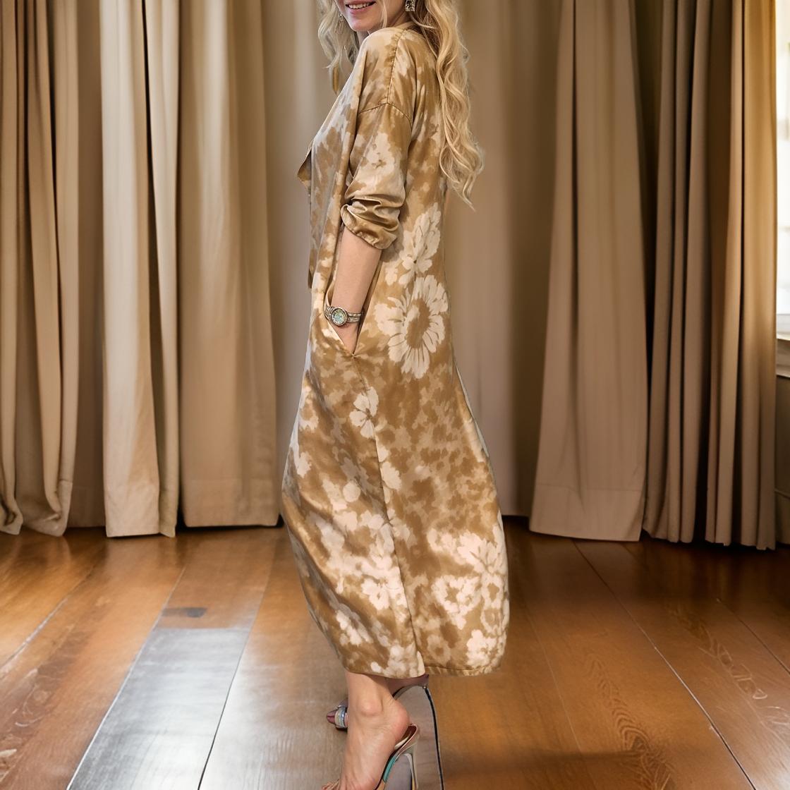 Elara - Vintage Style Shirt Dress with Turn-Down Collar and Buttons
