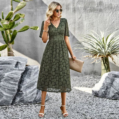 Katarina - Designer dress with V-shaped neckline