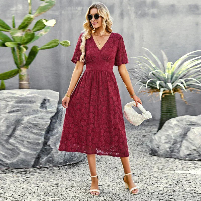 Katarina - Designer dress with V-shaped neckline