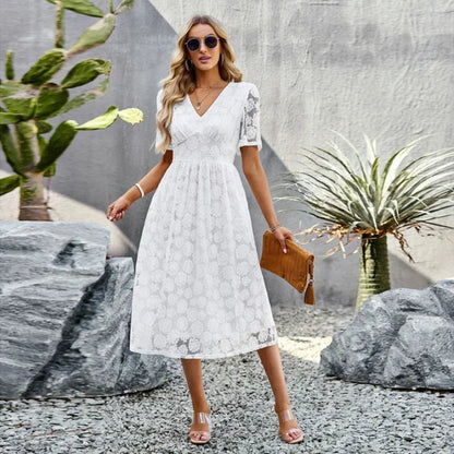 Katarina - Designer dress with V-shaped neckline