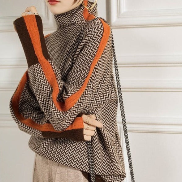 Vera High-Stitch Turtleneck Sweater