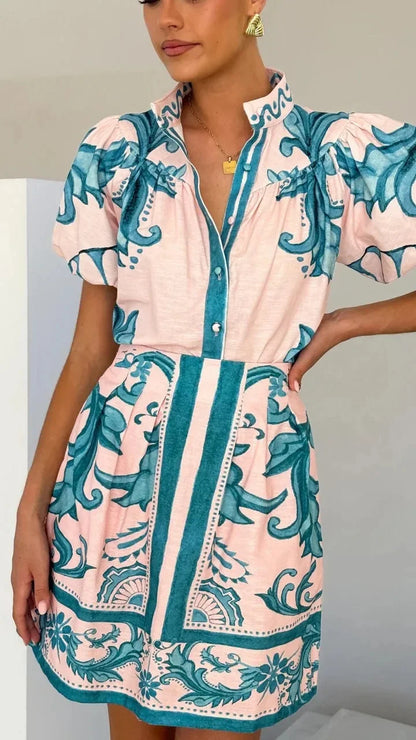 Kelsey Linen Floral Cocktail Dress