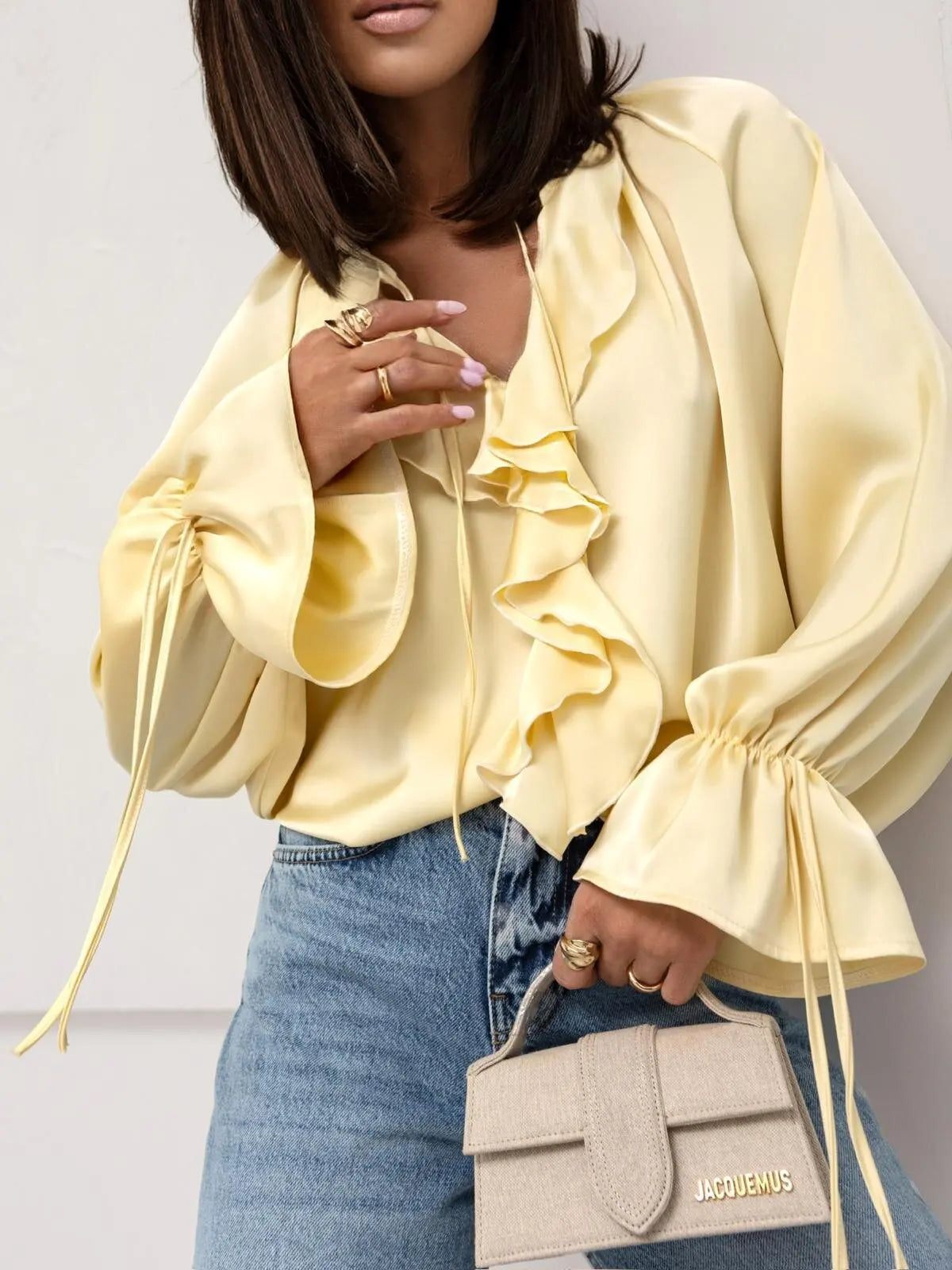 Liora Satin Ruffle Blouse