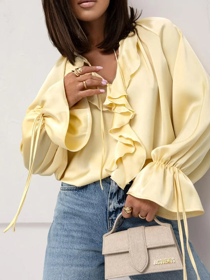 Liora Satin Ruffle Blouse