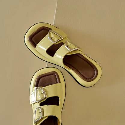 Selma Twin-Buckle Slide Sandals