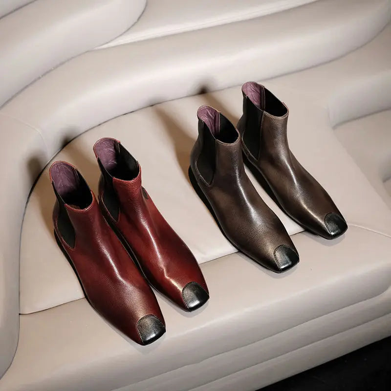 Redmond Square-Toe Leather Boots