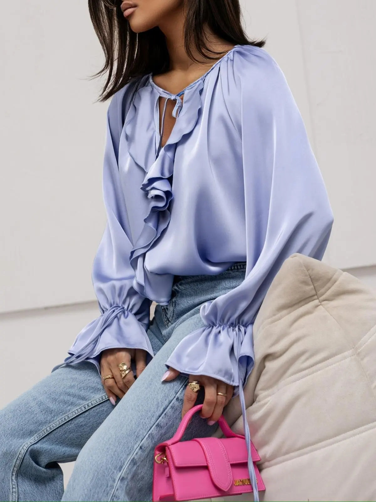 Liora Satin Ruffle Blouse