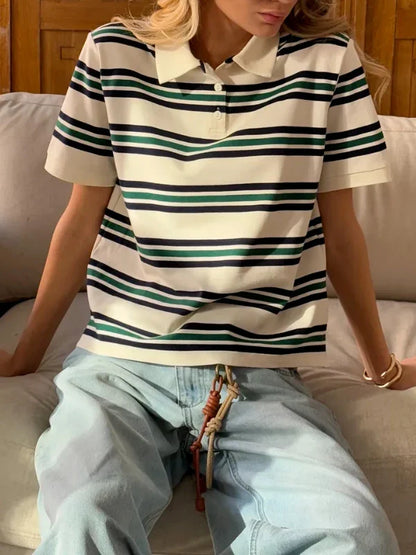 Noelle Stripe Polo Tee