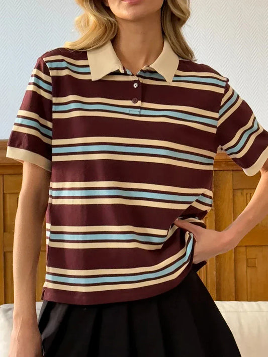 Noelle Stripe Polo Tee