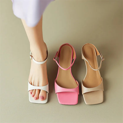 Rosa Belle Leather Heel Mules