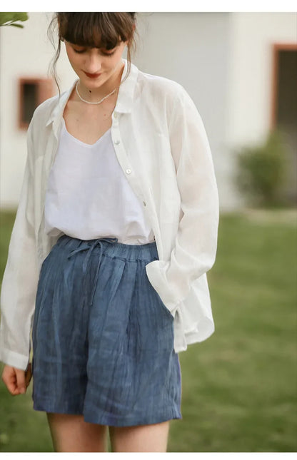 Olivia 100% Linen Summer Shorts
