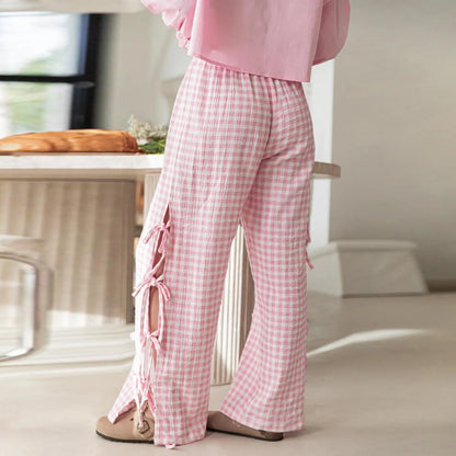 Casual Checkered Cotton Trousers