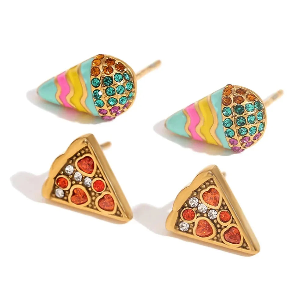 VivaVita Enamel Snack Stud Earrings