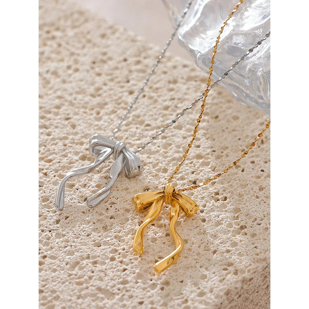 Coquette Drop Bow Necklace