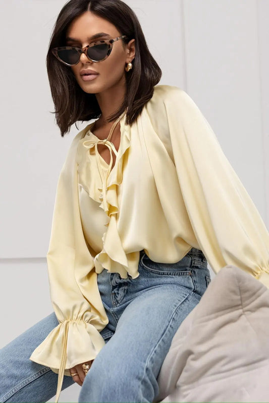 Liora Satin Ruffle Blouse