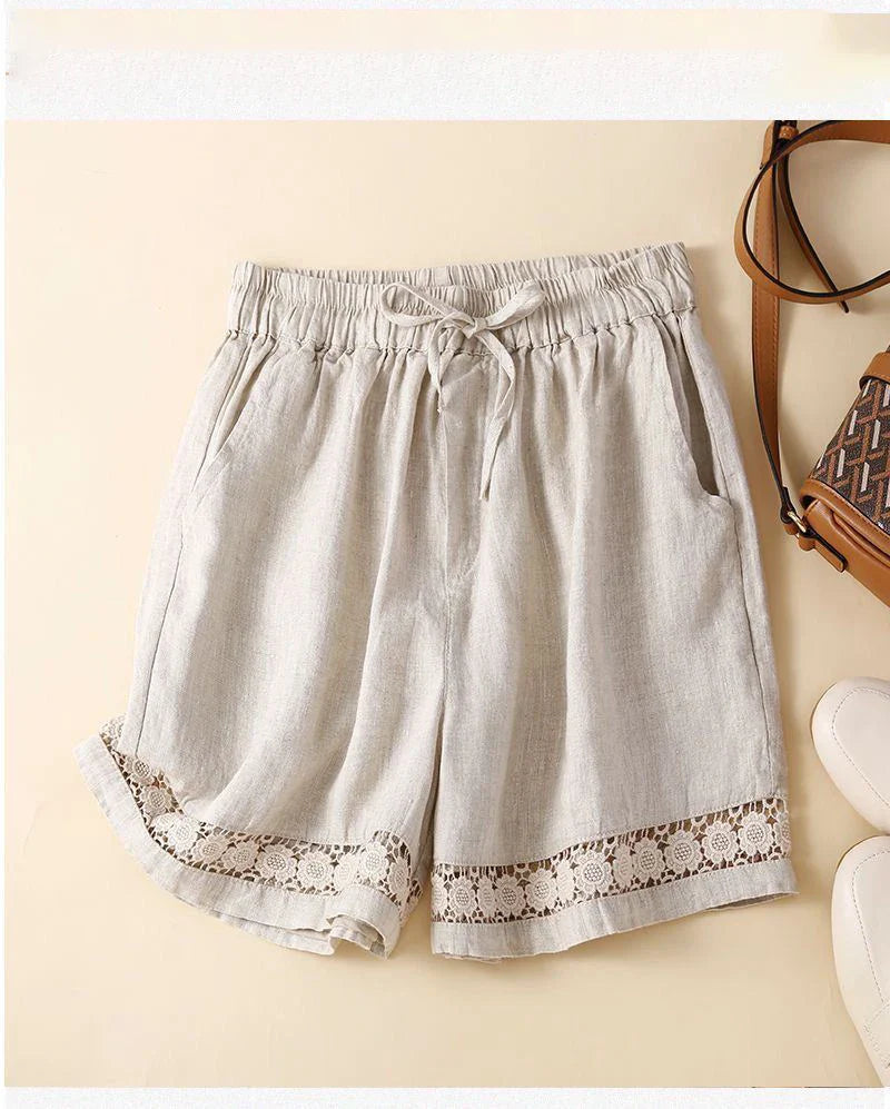 Lenora Embroidered Linen Shorts