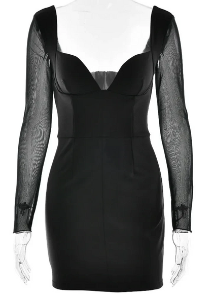 Nocturne Lacceti Women's Navy Mesh Sleeve Bustier Mini Dress