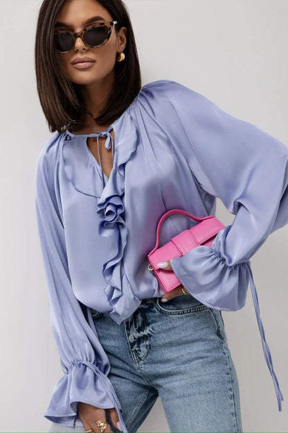 Liora Satin Ruffle Blouse