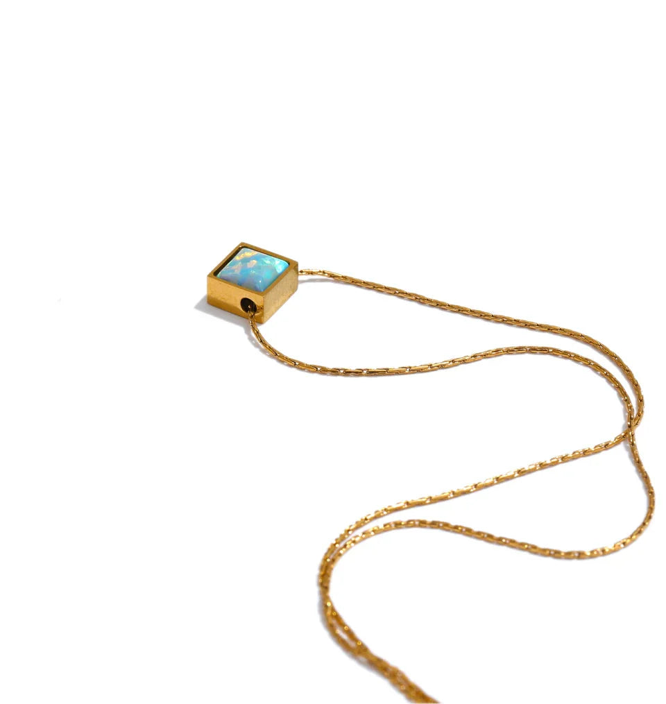 Liora Opal Stone Pendant 18k Plated Gold Necklace
