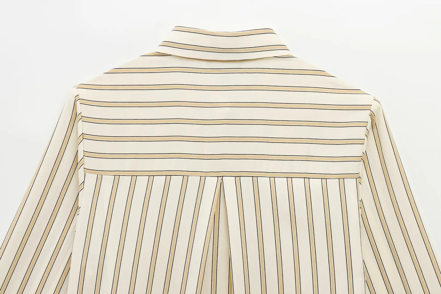 European Striped Button-Up Blouse