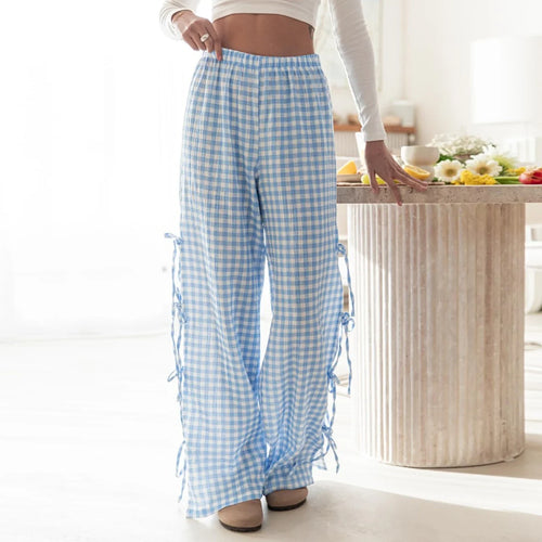 Casual Checkered Cotton Trousers