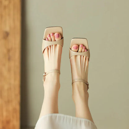 Rosa Belle Leather Heel Mules
