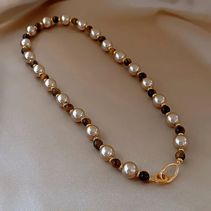 Tiger's-eye Champagne Pearl Necklace