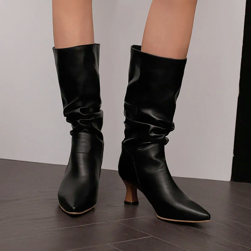 Serene Chic Mid-Calf Heel Boots