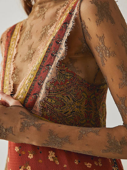 Sienna Lace-Trim Floral Mini Dress