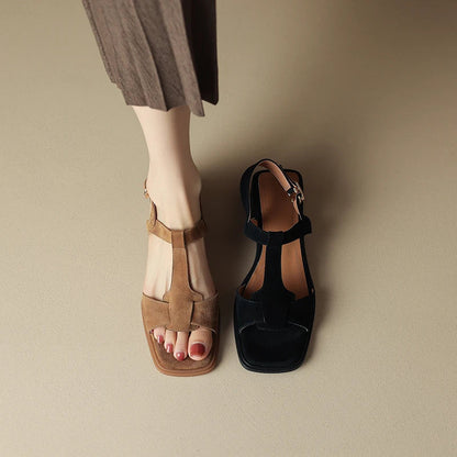 Mirea Suede T-Strap Sandals