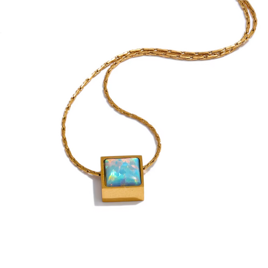 Liora Opal Stone Pendant 18k Plated Gold Necklace