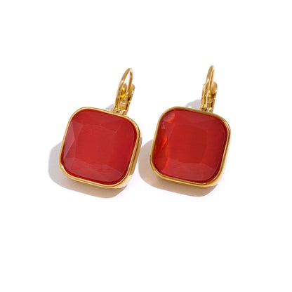 Solène Square Gold-Plated Hook Earrings