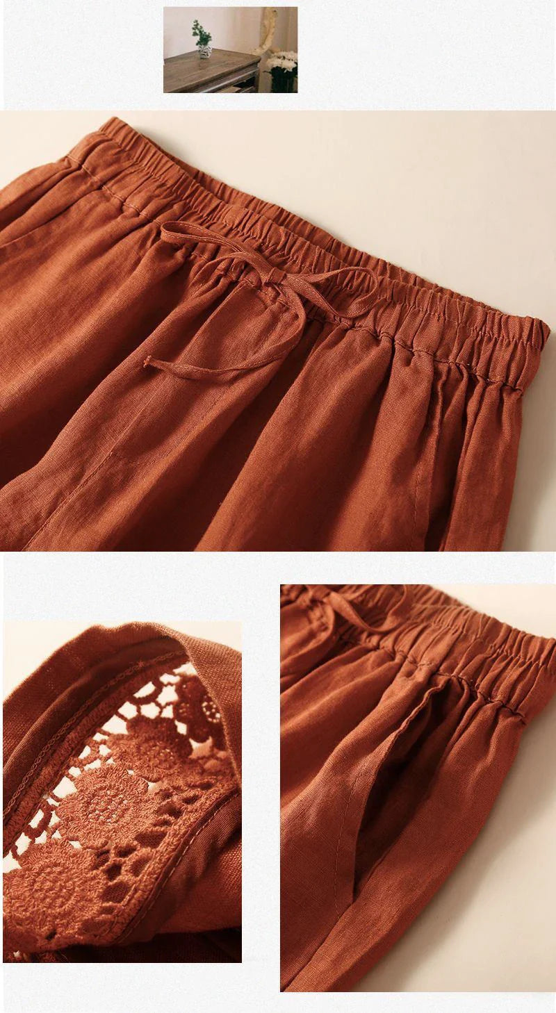 Lenora Embroidered Linen Shorts