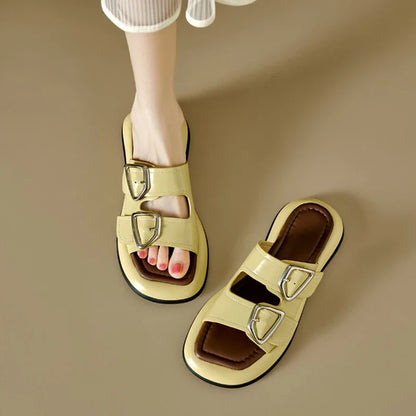 Selma Twin-Buckle Slide Sandals