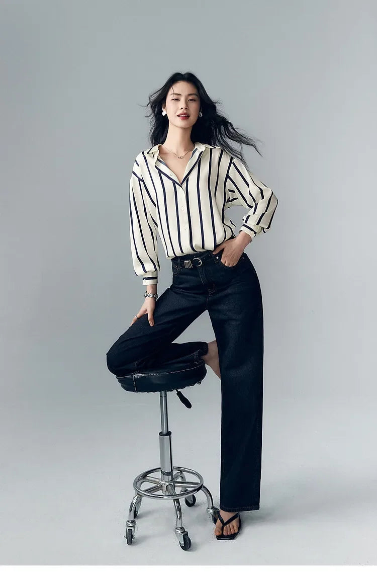 Maren Stripe Satin Blouse