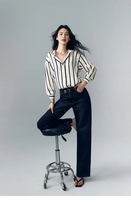 Maren Stripe Satin Blouse