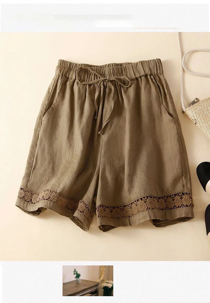 Lenora Embroidered Linen Shorts