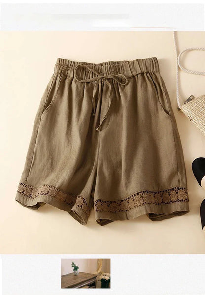 Lenora Embroidered Linen Shorts