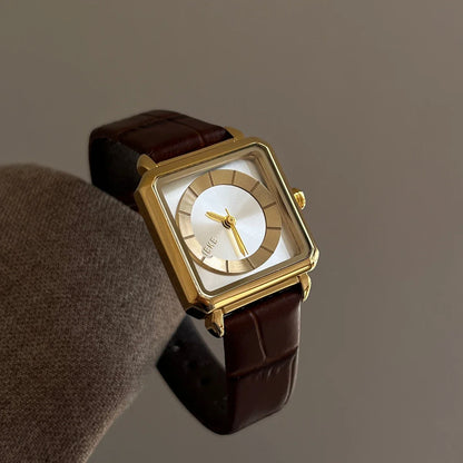 Elvra Square Leather Watch