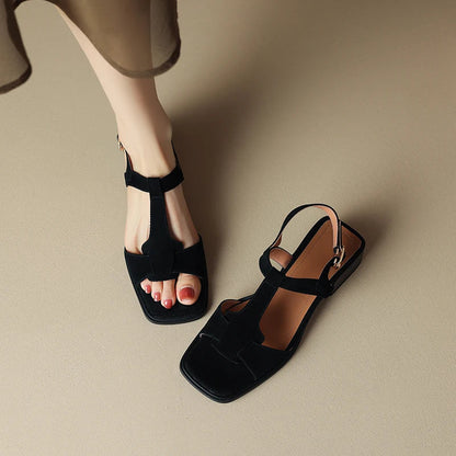 Mirea Suede T-Strap Sandals