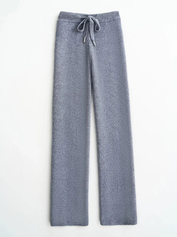 Wool Knitted Wide Leg Pants