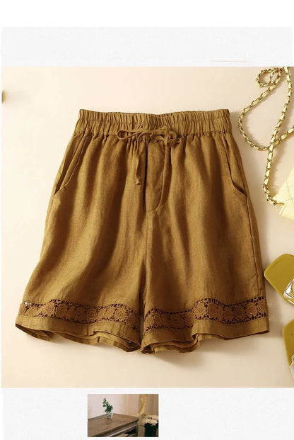 Lenora Embroidered Linen Shorts