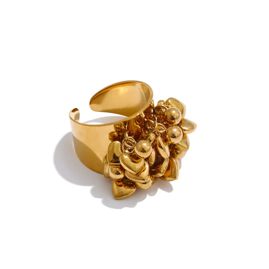 Valmara Heart Charm Adjustable Gold Ring