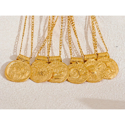 Zodiac Sign Medallion Pendant Necklaces