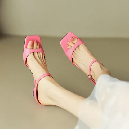 Rosa Belle Leather Heel Mules