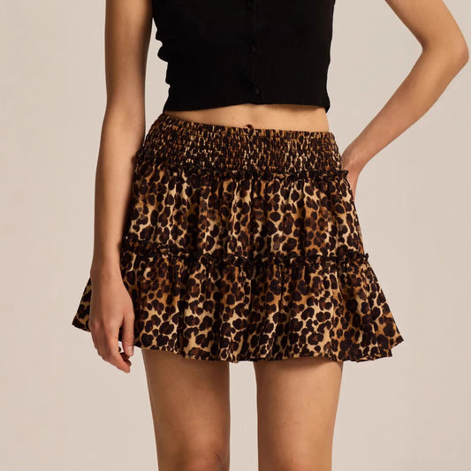 Viora Leopard Ruffle Skirt